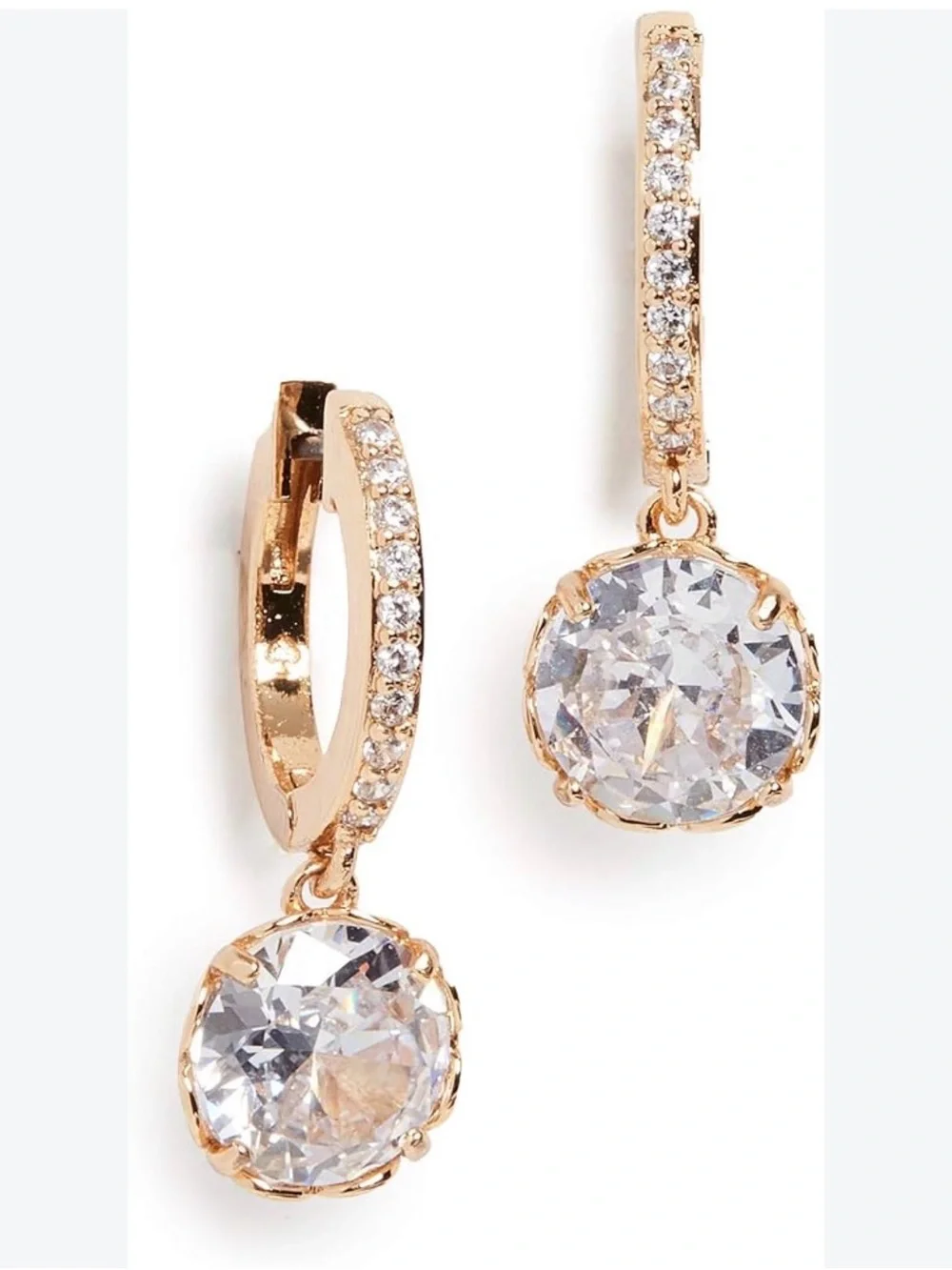 kate spade Rose Gold Hoop Earrings with Clear Crystal Drops